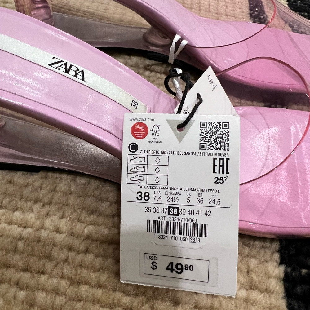 NWT Zara pastel pink lucite wedges - Picture 4 of 4